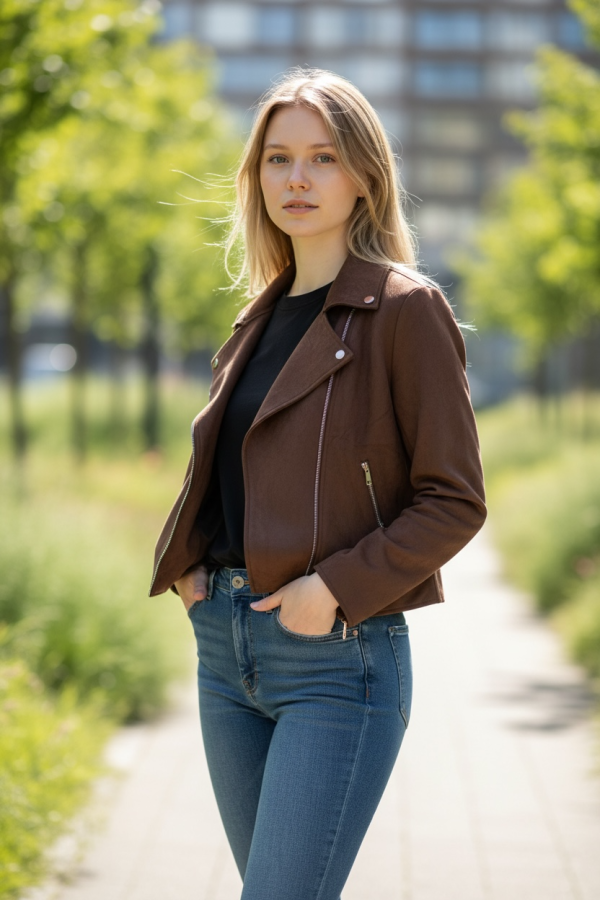 Biker Ante Choco. Prenda exterior. Tallas: m, l, xl, s | Bambalinas Closet