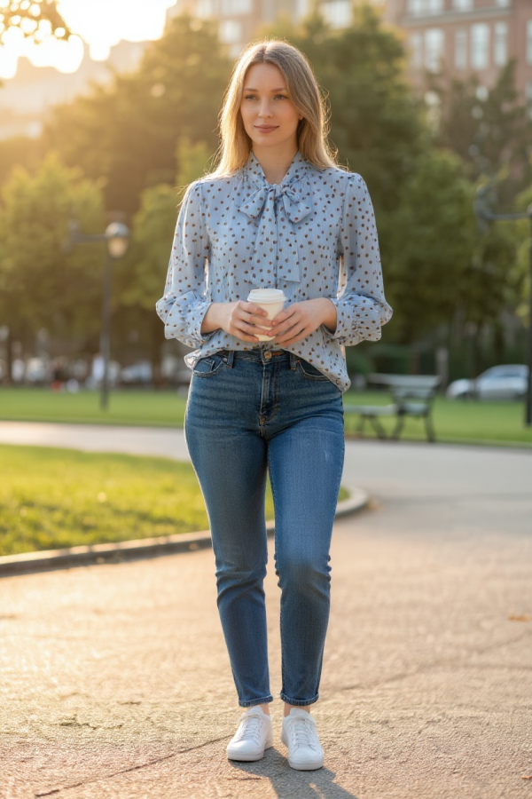 Blusa Lunares Lazo. Camisas / Tops/Chalecos. Color: amarillo pastel, azul pastel