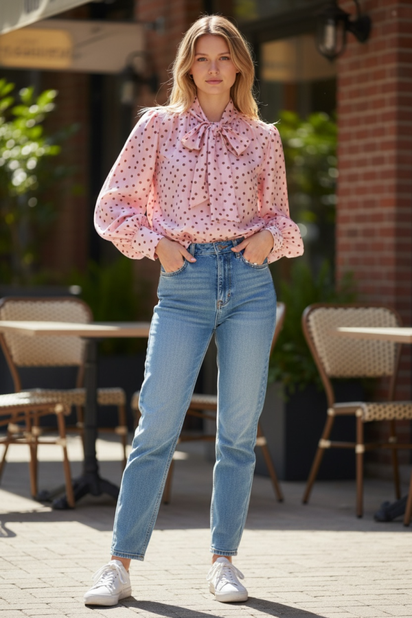 Blusa Lunares Lazo. Camisas / Tops/Chalecos. Color: amarillo pastel, azul pastel