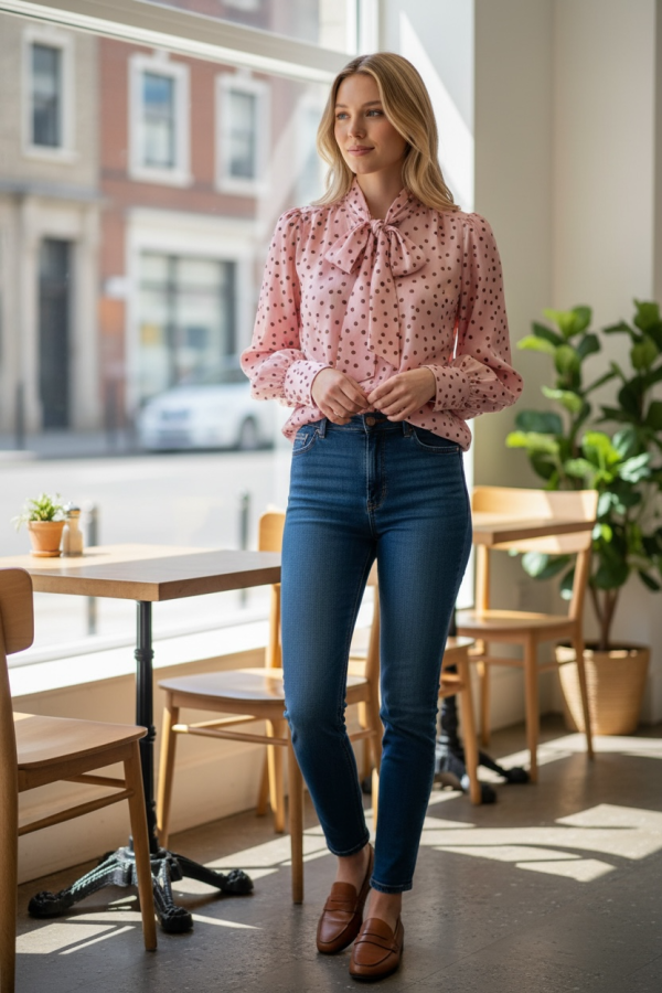 Blusa Lunares Lazo. Camisas / Tops/Chalecos. Color: amarillo pastel, azul pastel