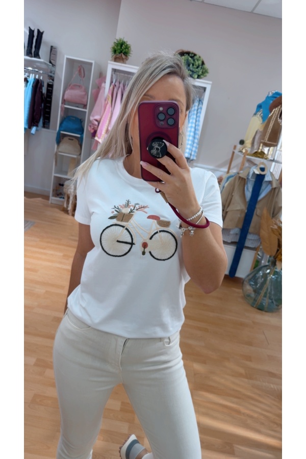 Camiseta Bici Blanca. Camisetas. Tallas: l, xl, xxl, m | Bambalinas Closet