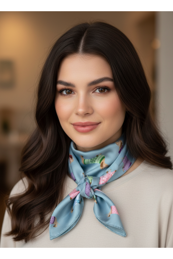 Pañuelo Perros. Pañuelos /Bufandas. Color: marfil, azul cielo, blanco, crudo