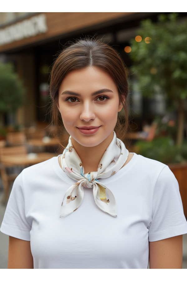 Pañuelo Perros. Pañuelos /Bufandas. Color: marfil, azul cielo, blanco, crudo