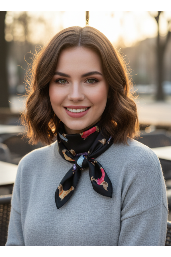 Pañuelo Perros. Pañuelos /Bufandas. Color: marfil, azul cielo, blanco, crudo