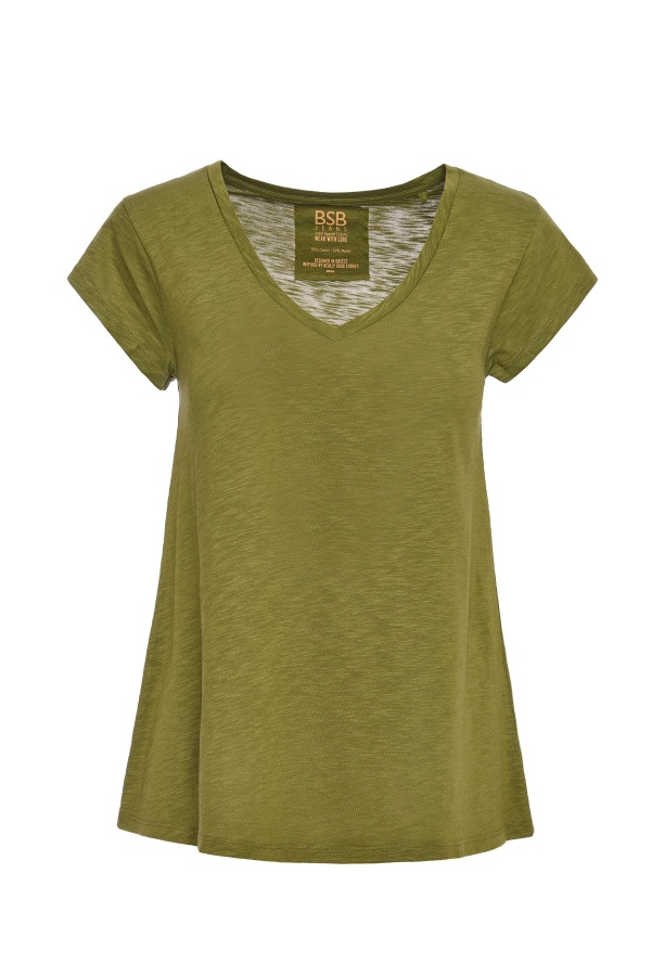 Camiseta Sara. Camisetas / Camisas BSB. Color: verde kaki, naranja fluor; Tallas: