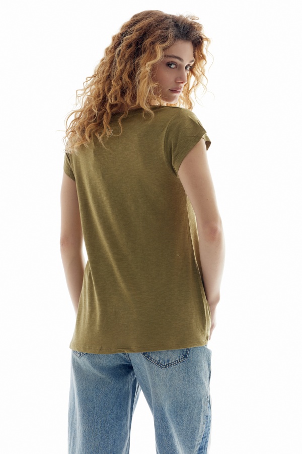 Camiseta Sara. Camisetas / Camisas BSB. Color: verde kaki, naranja fluor; Tallas: