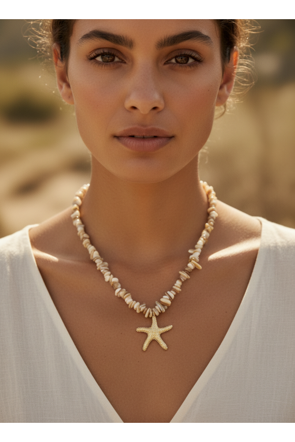 Collar Estrellita de Mar. Bisuteria. Color: rosa, marfil | Bambalinas Closet