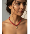 Collar Tortuga Marina. Bisuteria. Color: rojo, turquesa, mandarina, beige