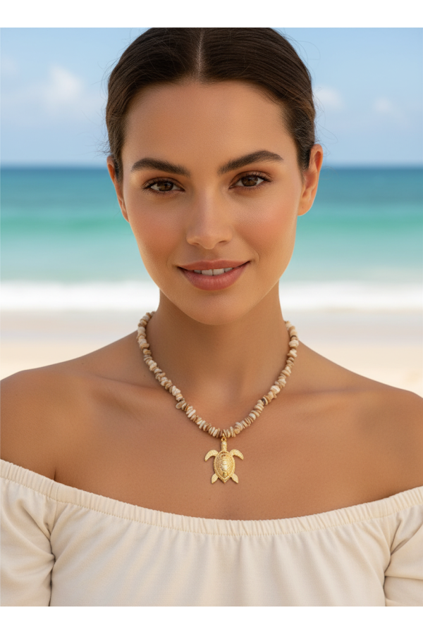 Collar Tortuga Marina. Bisuteria. Color: rojo, turquesa, mandarina, beige