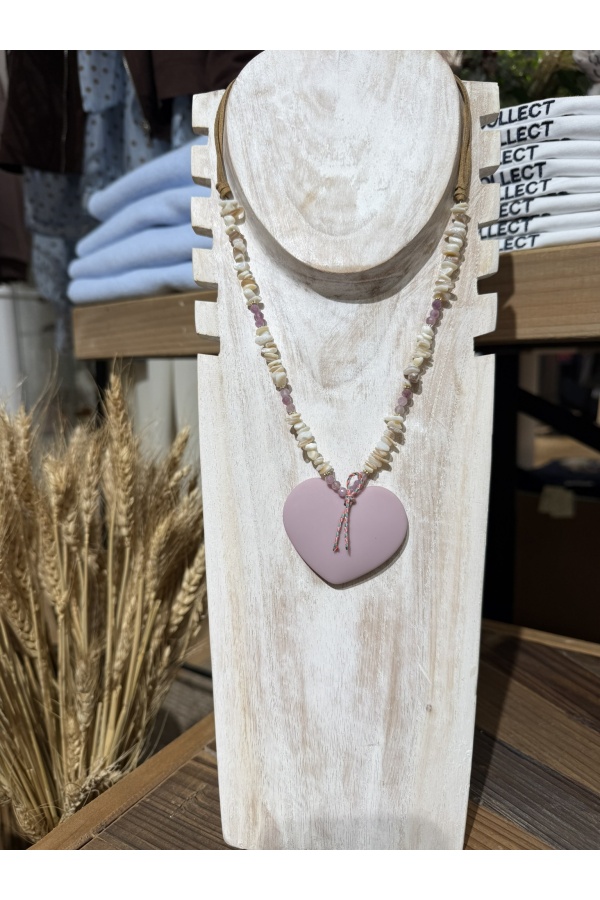 Collar Corazon Pastel. Bisuteria. Color: verde mint, rosa | Bambalinas Closet