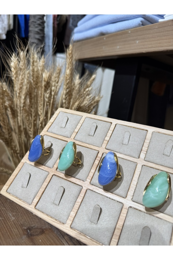 Anillo Piedra Marina. Bisuteria. Color: verde turquesa, azul cielo; Tallas: talla