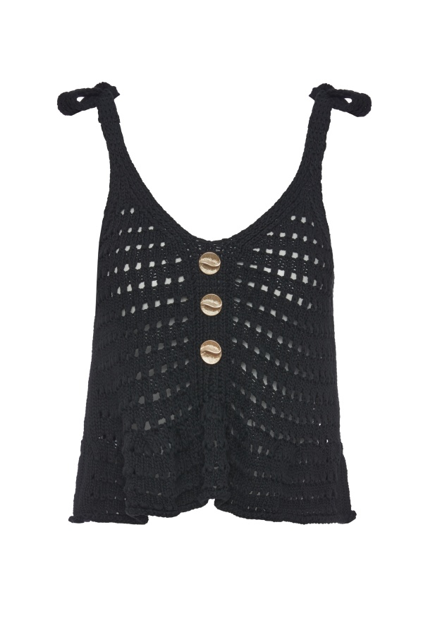 Top Crochet. Camisetas / Camisas BSB. Color: beige, negro; Tallas: s, m |