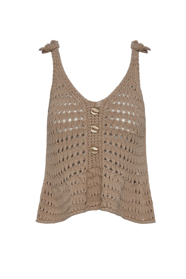 Top Crochet. Camisetas / Camisas BSB. Color: beige, negro; Tallas: s, m |