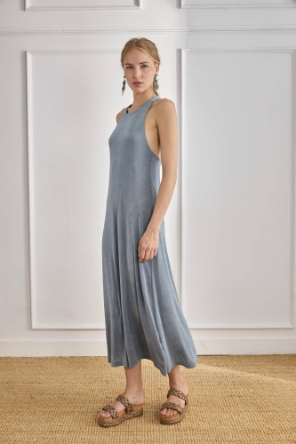 Vestido Fedra Azul Plomo. Inicio.  | Bambalinas Closet