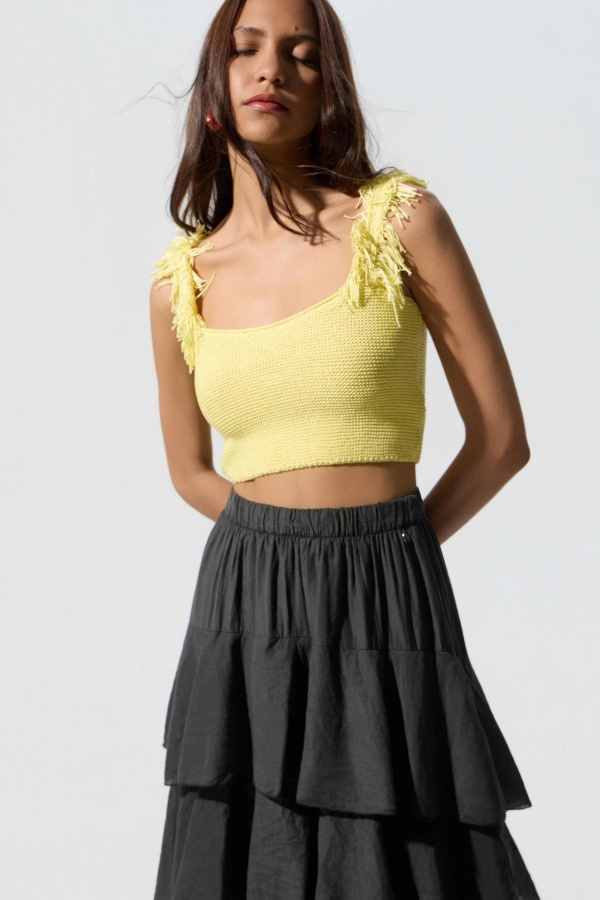 Top Flecox. Camisetas / Camisas BSB. Color: negro, amarillo pastel, verde