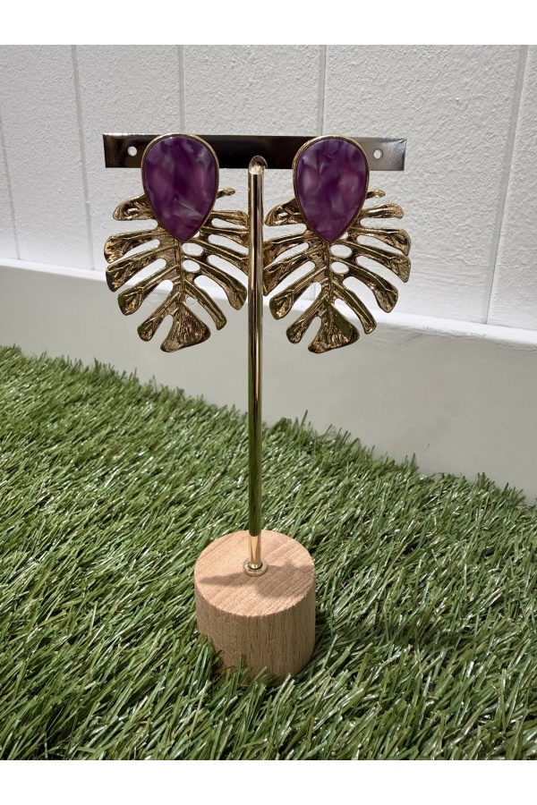 Pendientes Hojas Morado. Bisuteria.  | Bambalinas Closet