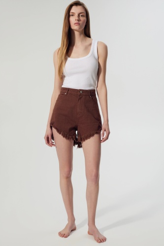 Short Molly. Pantalones / Shorts BSB. Color: marron chocolate, blanco; Tallas: