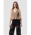 Top Crochet. Camisetas / Camisas BSB. Color: beige, negro; Tallas: s, m |