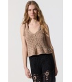 Top Crochet. Camisetas / Camisas BSB. Color: beige, negro; Tallas: s, m |
