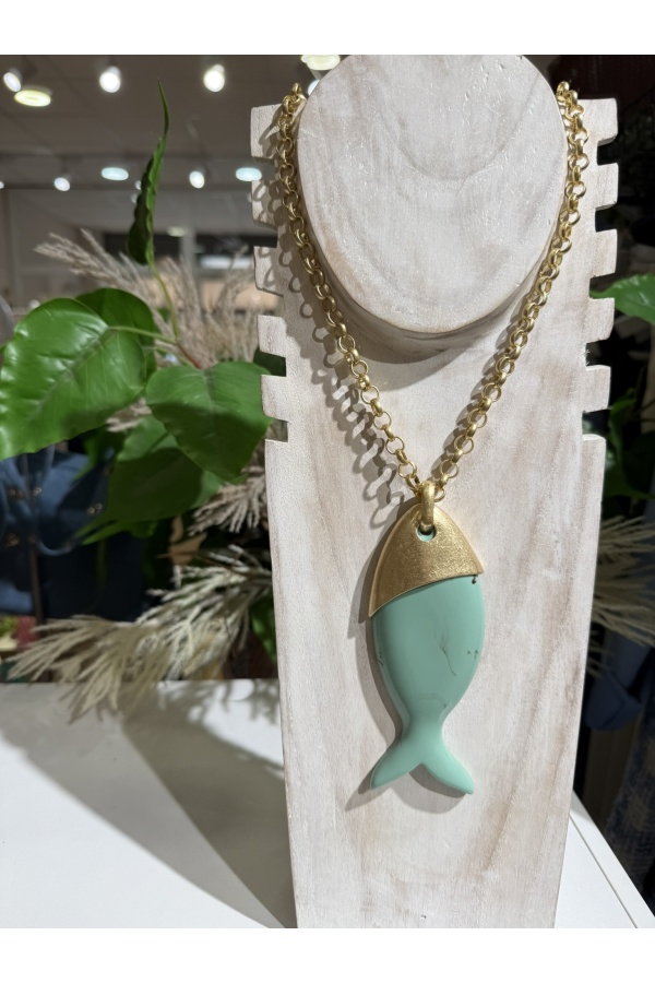 Colgante Pez Maldivas. Bisuteria. Color: rosa, turquesa, marfil | Bambalinas