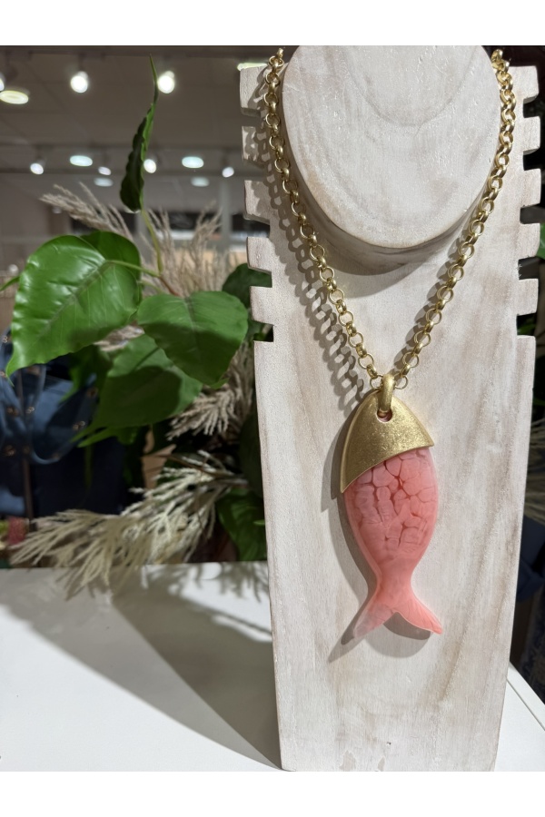 Colgante Pez Maldivas. Bisuteria. Color: rosa, turquesa, marfil | Bambalinas