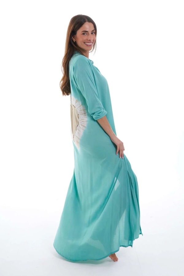 Vestido Kaupo. Vestidos. Color: marron chocolate, turquesa; Tallas: s/m, m/l |