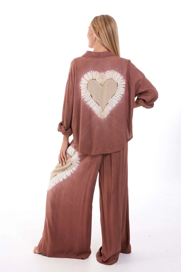 Camisa Alika. Camisas / Tops/Chalecos. Color: marron chocolate, turquesa; Tallas: