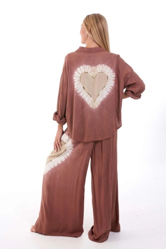 Camisa Alika. Camisas / Tops/Chalecos. Color: marron chocolate, turquesa; Tallas:
