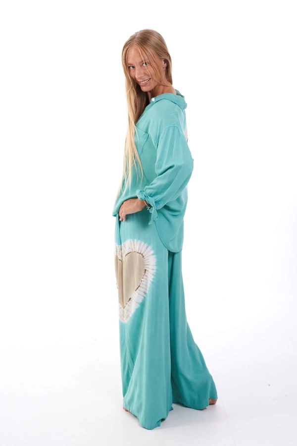 Camisa Alika. Camisas / Tops/Chalecos. Color: marron chocolate, turquesa; Tallas: