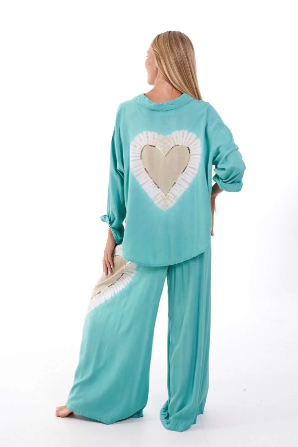 Camisa Alika. Camisas / Tops/Chalecos. Color: marron chocolate, turquesa; Tallas: