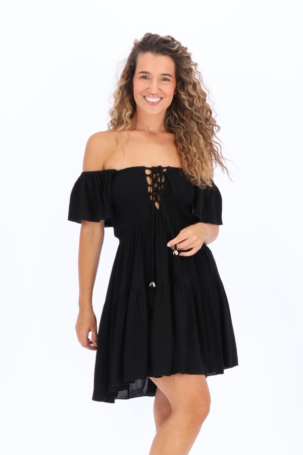 Vestido Azuni. Vestidos. Color: rosa, marron chocolate, negro; Tallas: talla