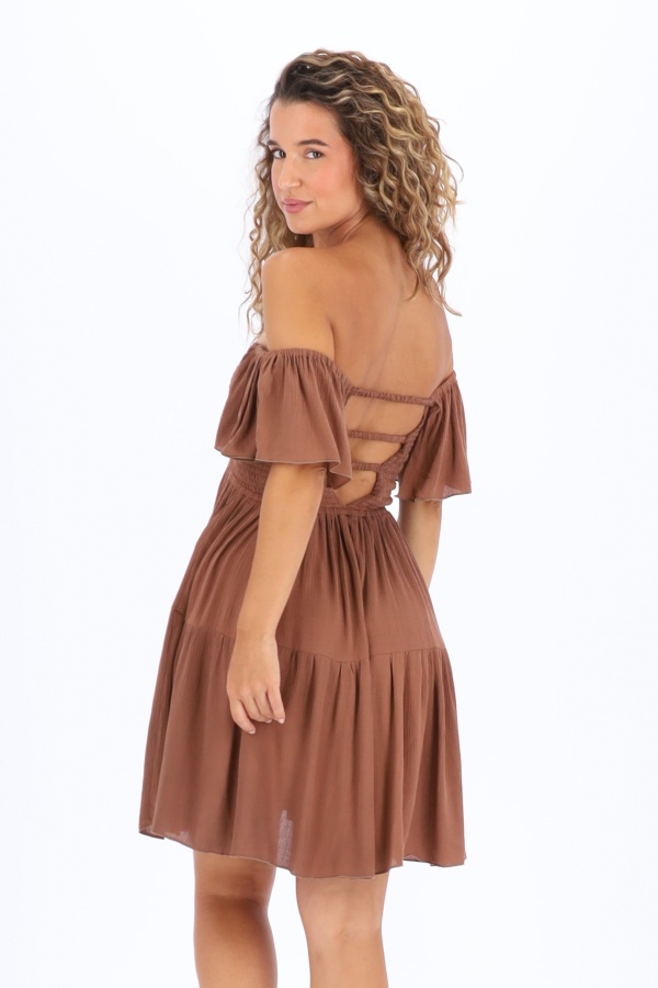 Vestido Azuni. Vestidos. Color: rosa, marron chocolate, negro; Tallas: talla