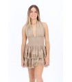Vestido Orisha. Vestidos. Color: marron chocolate, beige, negro; Tallas: talla