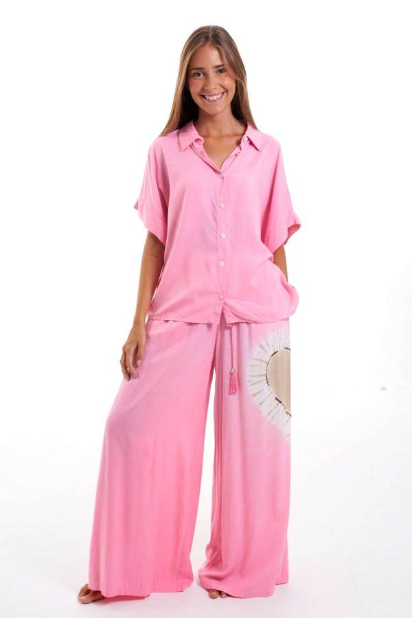 Camisa Cireya. Tops / Blusones. Color: turquesa, rosa; Tallas: talla unica |