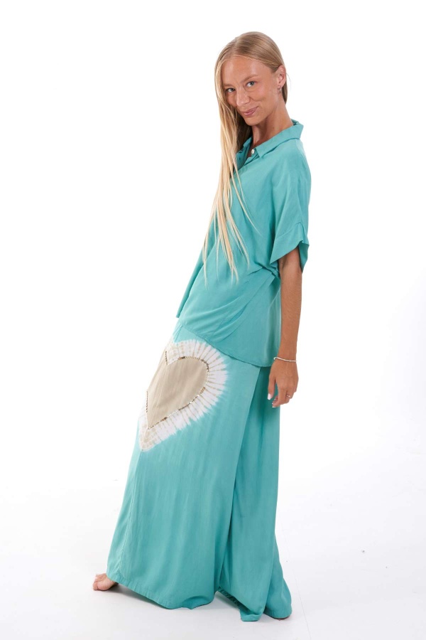 Camisa Cireya. Tops / Blusones. Color: turquesa, rosa; Tallas: talla unica |