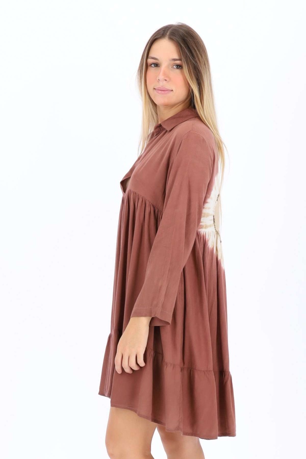Vestido Nukusa. Vestidos. Color: marron chocolate, turquesa, rosa; Tallas: talla