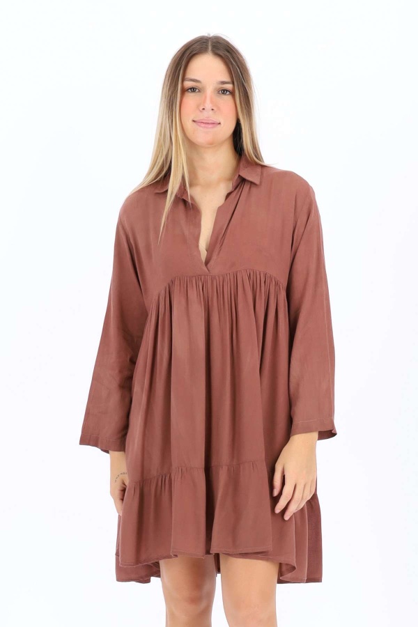Vestido Nukusa. Vestidos. Color: marron chocolate, turquesa, rosa; Tallas: talla