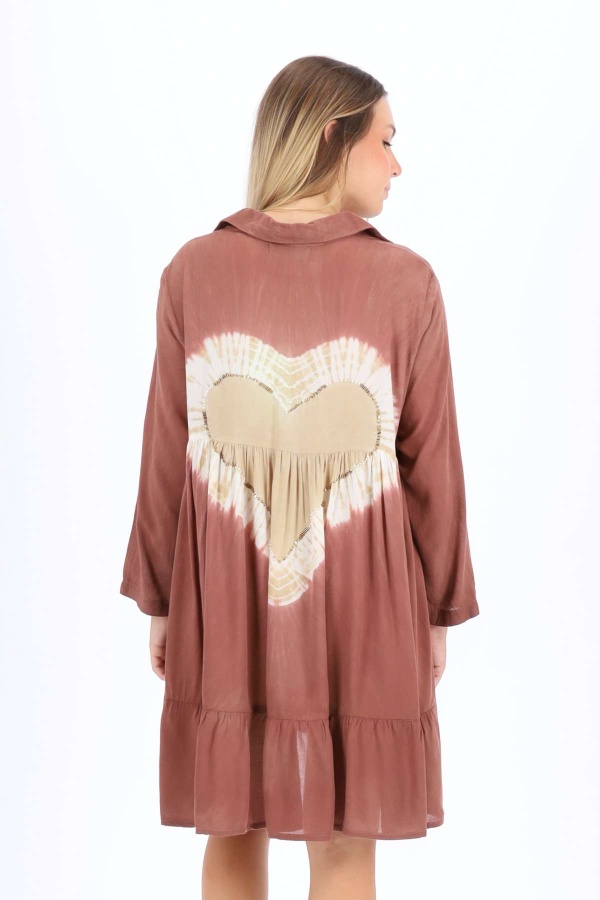Vestido Nukusa. Vestidos. Color: marron chocolate, turquesa, rosa; Tallas: talla