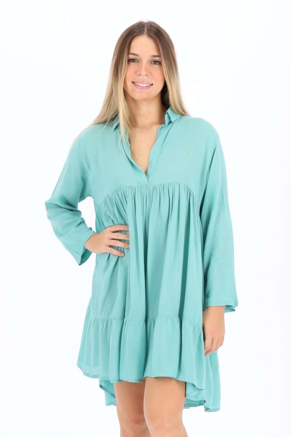 Vestido Nukusa. Vestidos. Color: marron chocolate, turquesa, rosa; Tallas: talla