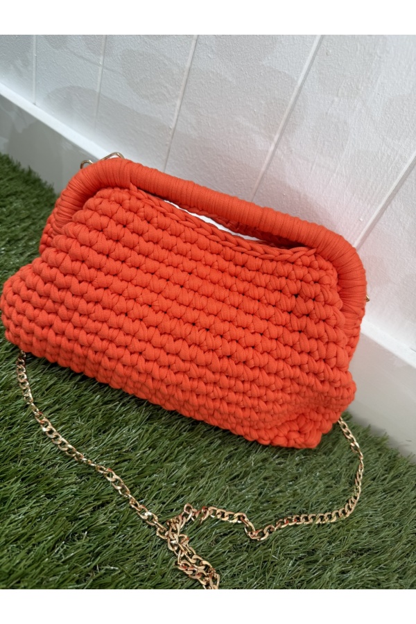 Bolso Tejido Primavera. Bolsos. Color: azul pastel, naranja | Bambalinas Closet