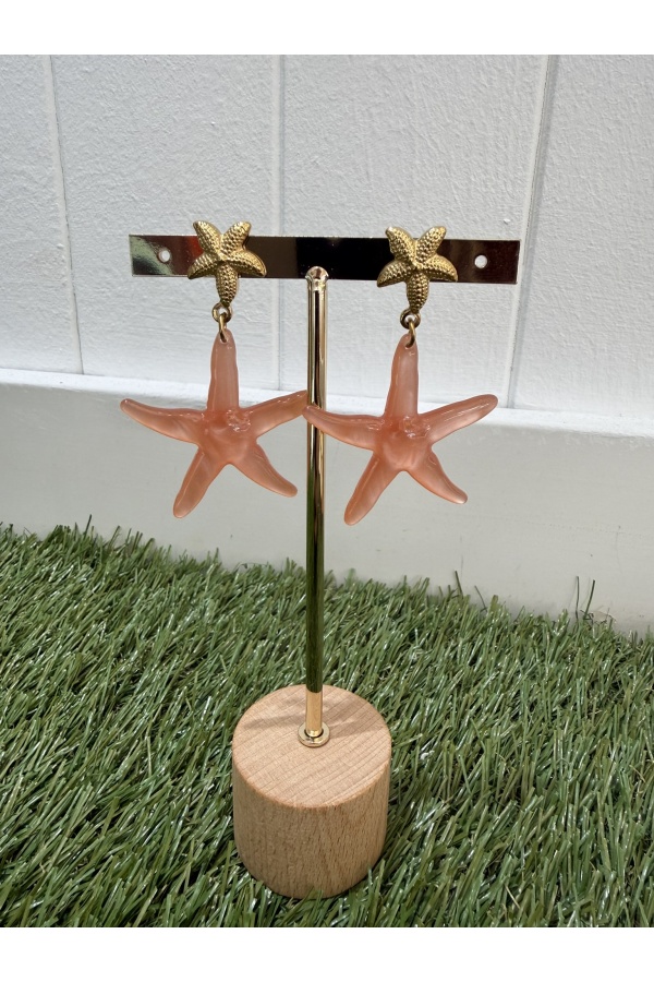 Pendientes Estrella de Mar. Bisuteria. Color: azul pastel, salmon, rosa, amarillo