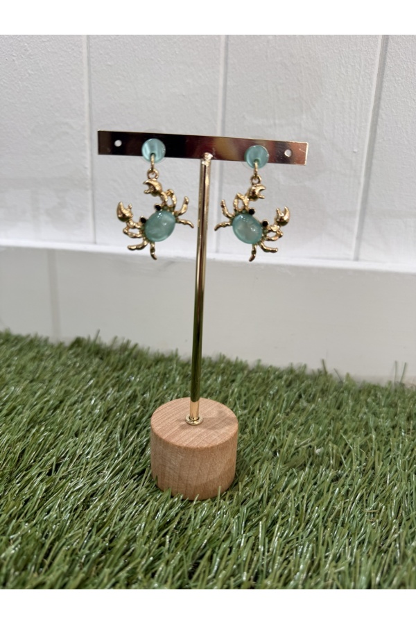 Pendientes Cangrejo. Bisuteria. Color: blanco roto, turquesa, salmon | Bambalinas