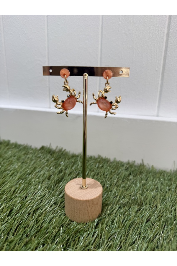 Pendientes Cangrejo. Bisuteria. Color: blanco roto, turquesa, salmon | Bambalinas