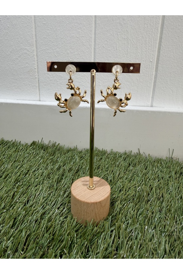 Pendientes Cangrejo. Bisuteria. Color: blanco roto, turquesa, salmon | Bambalinas
