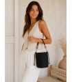 Bombonera Rafia. Bolsos. Color: marron chocolate, negro | Bambalinas Closet