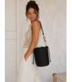 Bombonera Rafia. Bolsos. Color: marron chocolate, negro | Bambalinas Closet