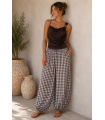 Pantalon Vichy. Pantalones / Shorts. Color: marron chocolate, azul marino