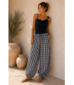 Pantalon Vichy. Pantalones / Shorts. Color: marron chocolate, azul marino