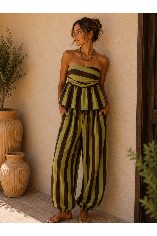 Conjunto Toscana. Monos / Conjuntos. Color: terracota, pistacho, granate
