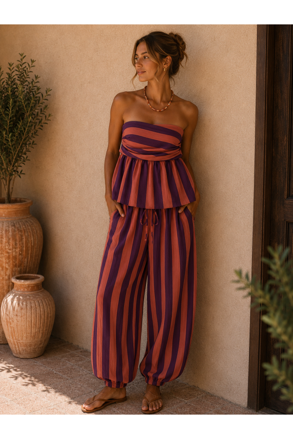 Conjunto Toscana. Monos / Conjuntos. Color: terracota, pistacho, granate
